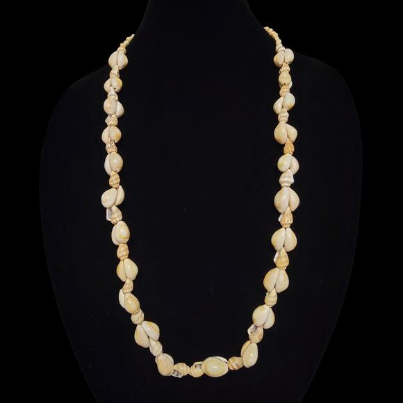 Shell Necklace Lei Beige Cream Hawaiian Hawaii‎ Tropical Vacation Gift Souvenir - Picture 1 of 3